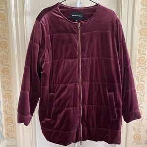 Who What Wear Aubergine Zip Velvet Coat